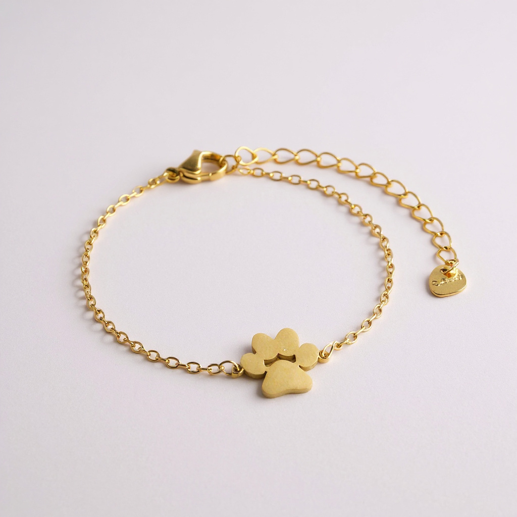 Classic Gold 2mm Paw Print Bracelet main image 1