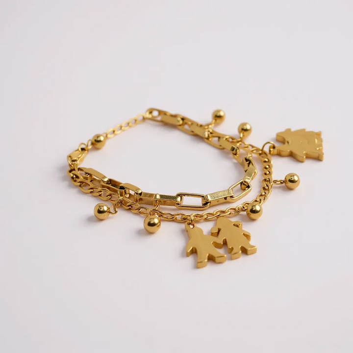 Family Charm Bracelet – Gold Stainless Steel