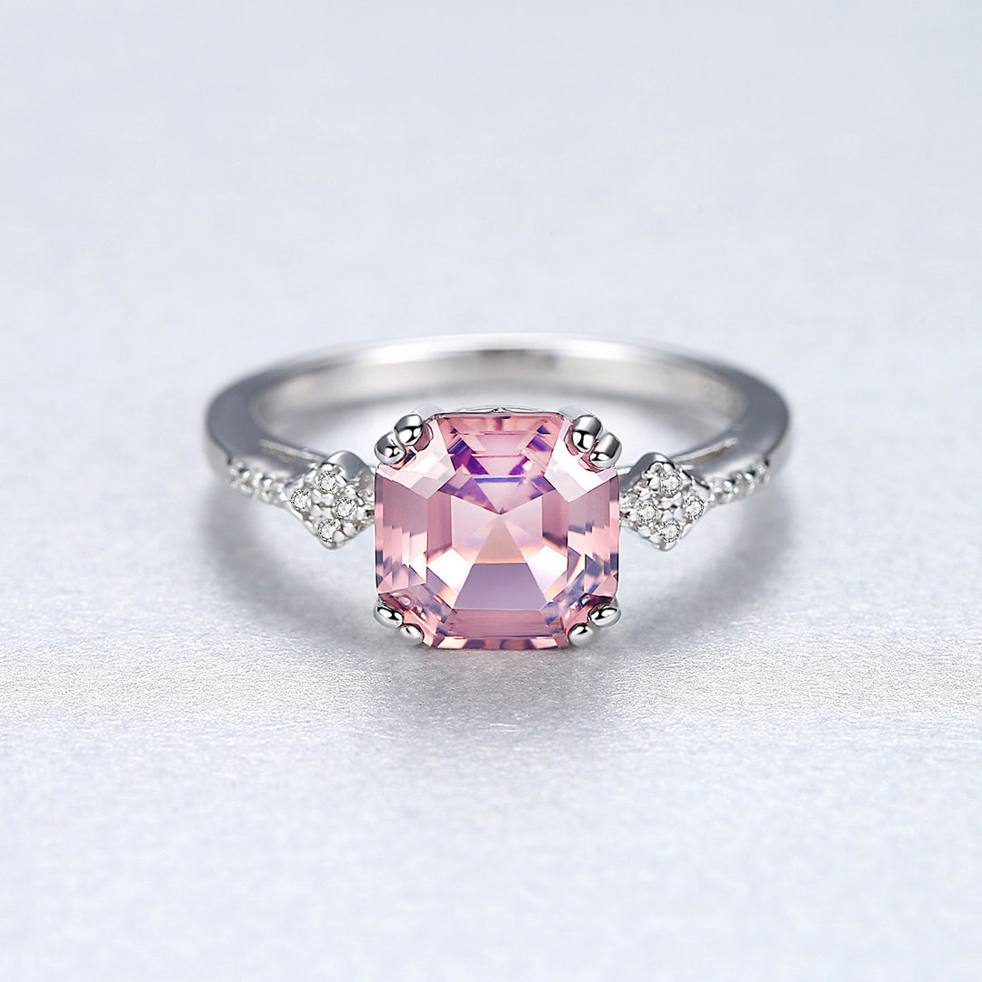 Pink or Blue Cubic Zirconia Ring in 925 Sterling Silver