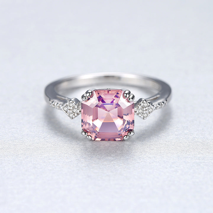 Pink or Blue Cubic Zirconia Ring in 925 Sterling Silver