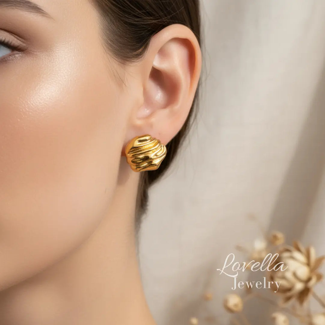 Chunky Swirl Stud Earrings | 18K Gold Plated