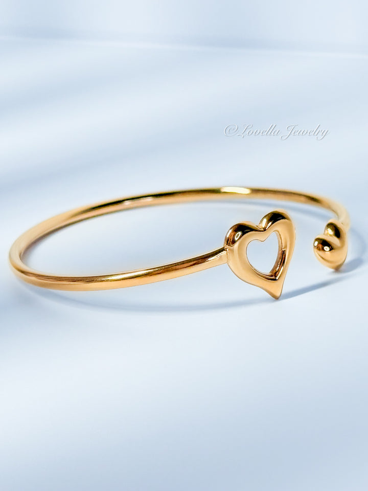 Open Heart Gold Bangle