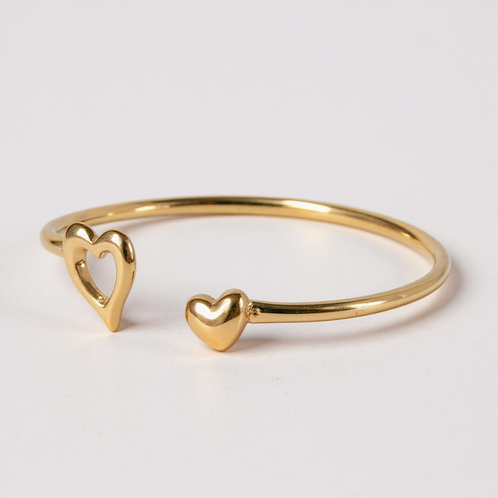 Open Heart Gold Bangle