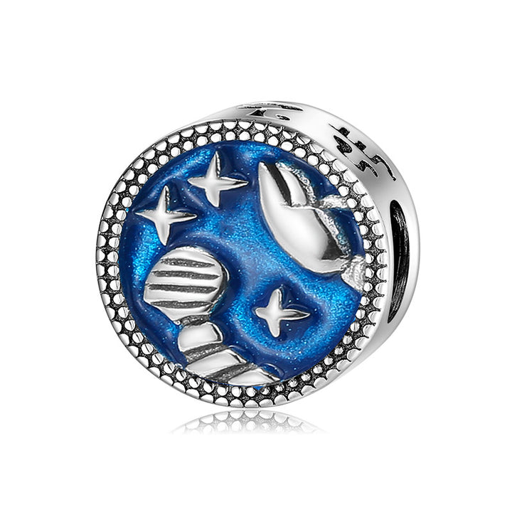 Zodiac Whispers: Celestial Sterling Silver Charm Collection with Enamel Finish