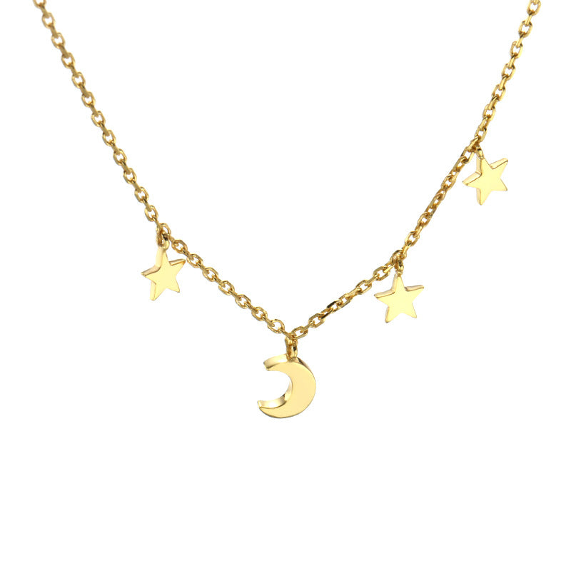 Encanto celestial: collar de luna y estrella en capas doradas