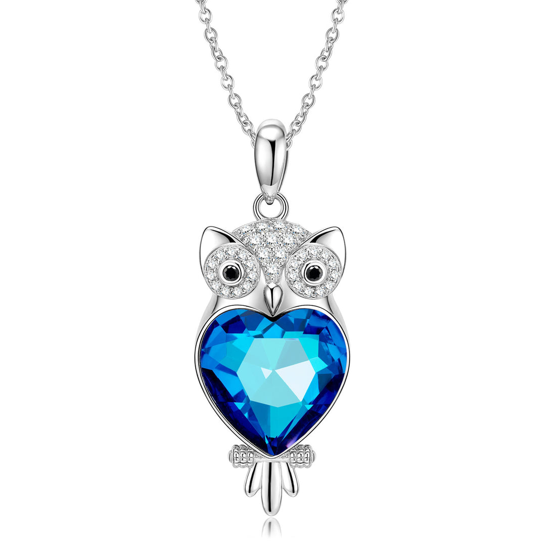 Enchanting Owl Heart Pendant in Sterling Silver