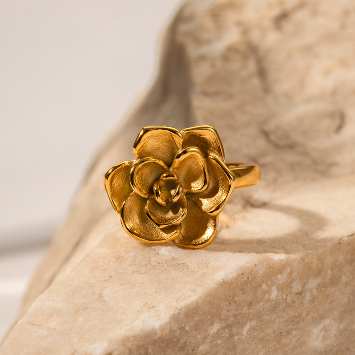 Golden Blossom Floral Ring