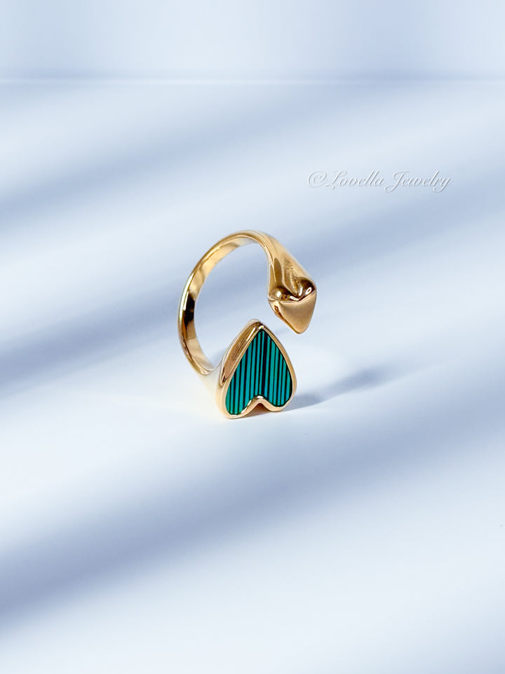 Adjustable Gold Heart Duo Ring – Stainless Steel