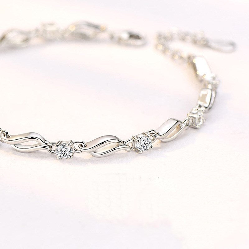 Sterling Silver Bracelet with Cubic Zirconia Accents