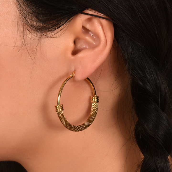 Classic Twisted Rope Hoop Earrings in Gold Finish