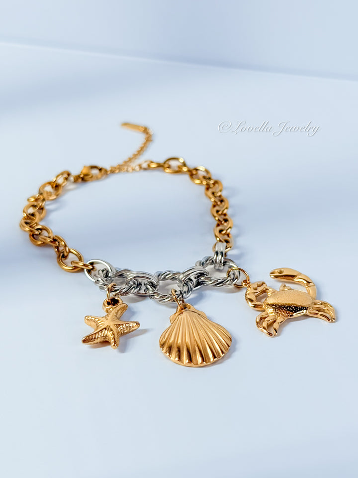Sea Charms Bracelet – Gold Stainless Steel