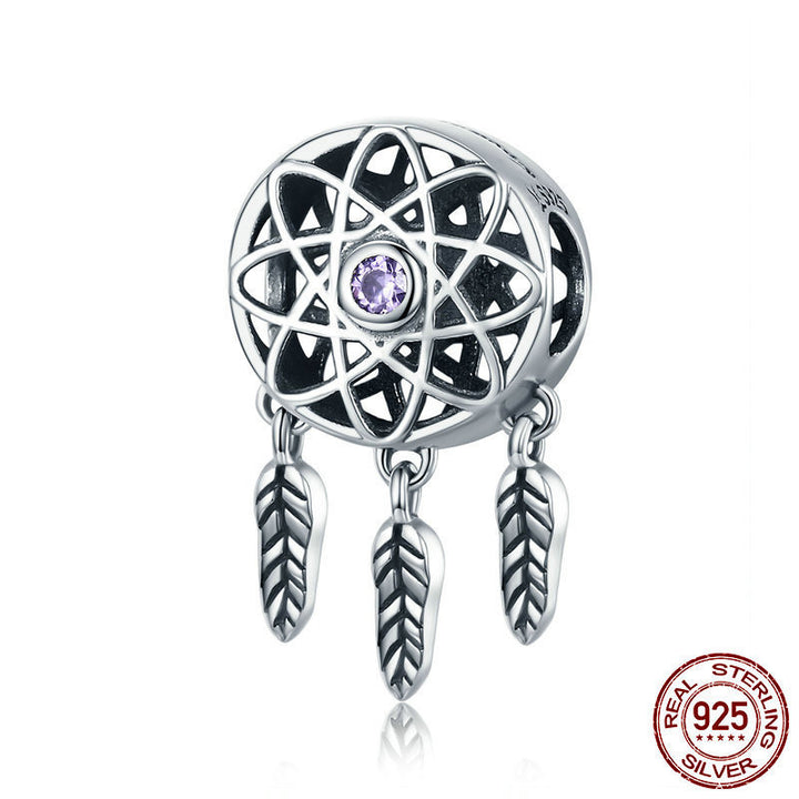 Dreamcatcher Charm in Sterling Silver with Feather Details