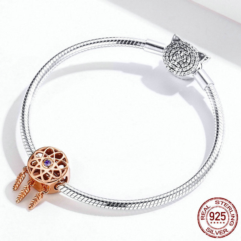 Dreamcatcher Charm in Sterling Silver with Feather Details