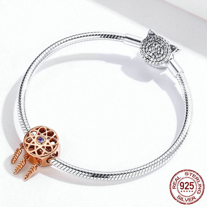 Dreamcatcher Charm in Sterling Silver with Feather Details