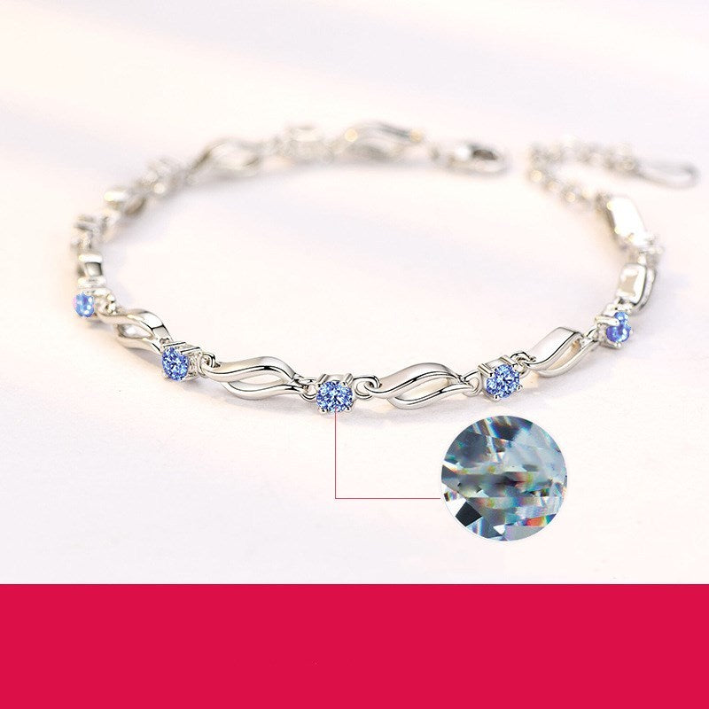 Sterling Silver Bracelet with Cubic Zirconia Accents