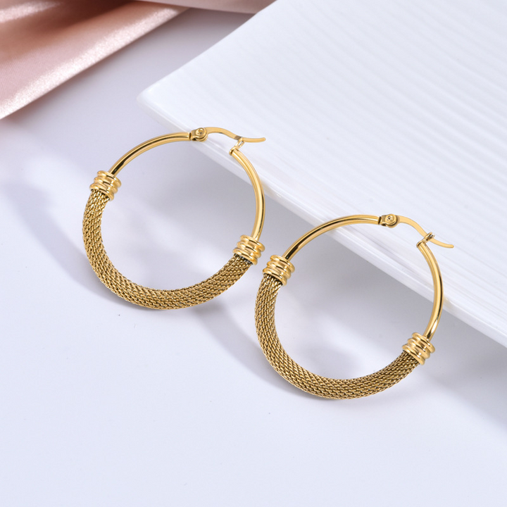 Classic Twisted Rope Hoop Earrings in Gold Finish