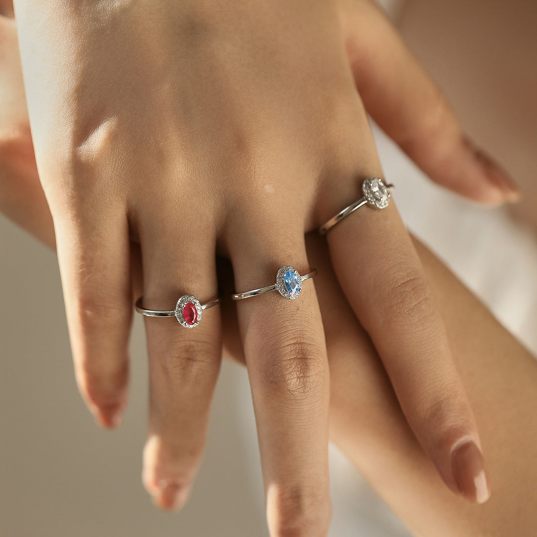 Gemstone-Inspired Halo Rings in Sterling Silver