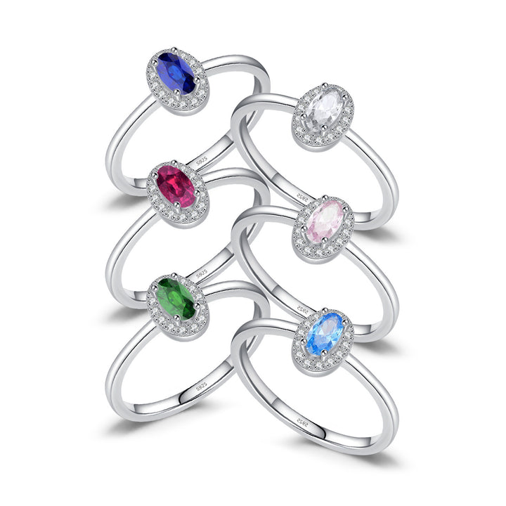 Gemstone-Inspired Halo Rings in Sterling Silver