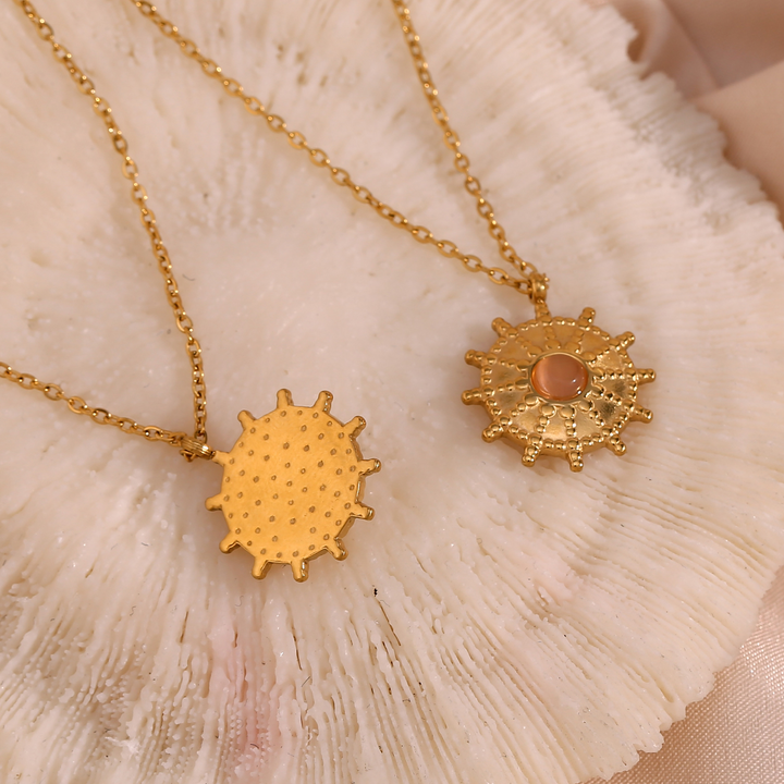 Golden Sunburst Pendant Necklace