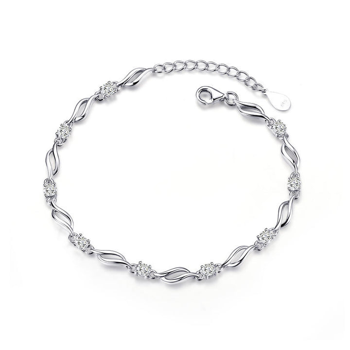 Sterling Silver Bracelet with Cubic Zirconia Accents