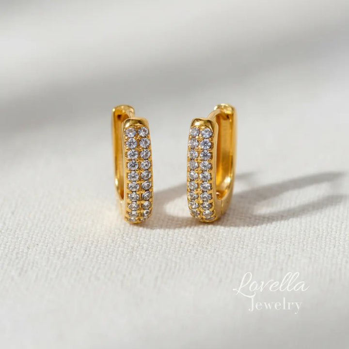 Gold Pavé Huggie Hoop Earrings