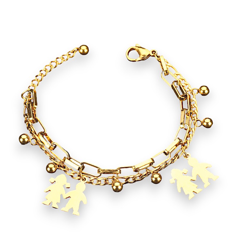 Pulsera con dijes familiares dorados