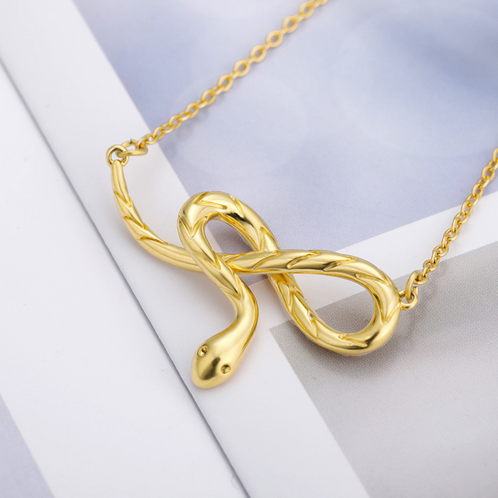 Silver Infinity Snake Pendant Necklace