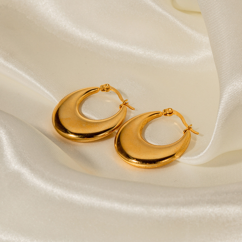 Luxe Golden Crescent Hoop Earrings