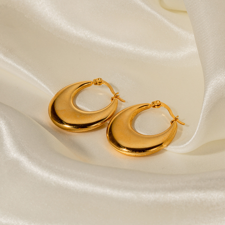 Luxe Golden Crescent Hoop Earrings