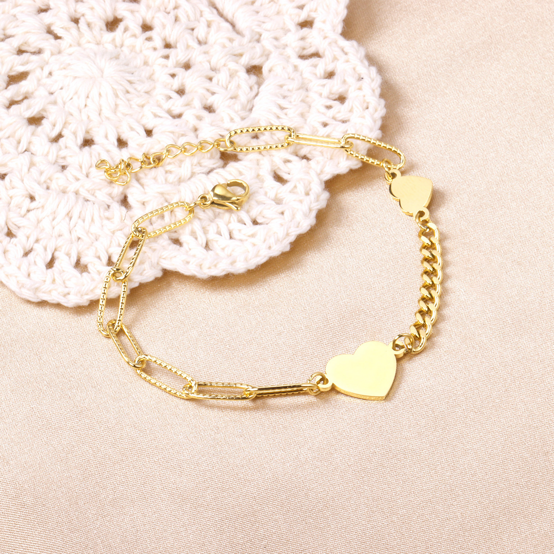 Pulsera de cadena con corazón dorado Affection