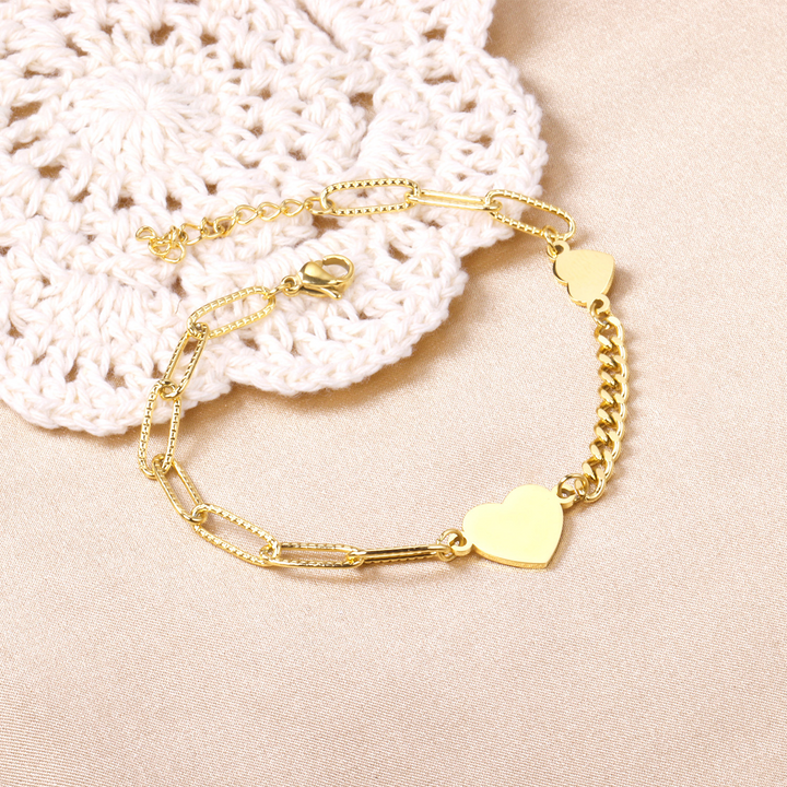 Golden Affection Heart Chain Bracelet