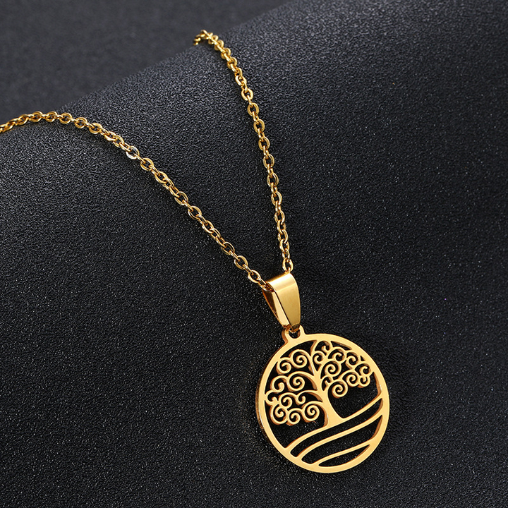 Tree of Life Necklace – Gold-Tone Stainless Steel Pendant