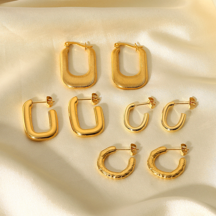 Golden U Collection - Variety Hoop Earrings Set