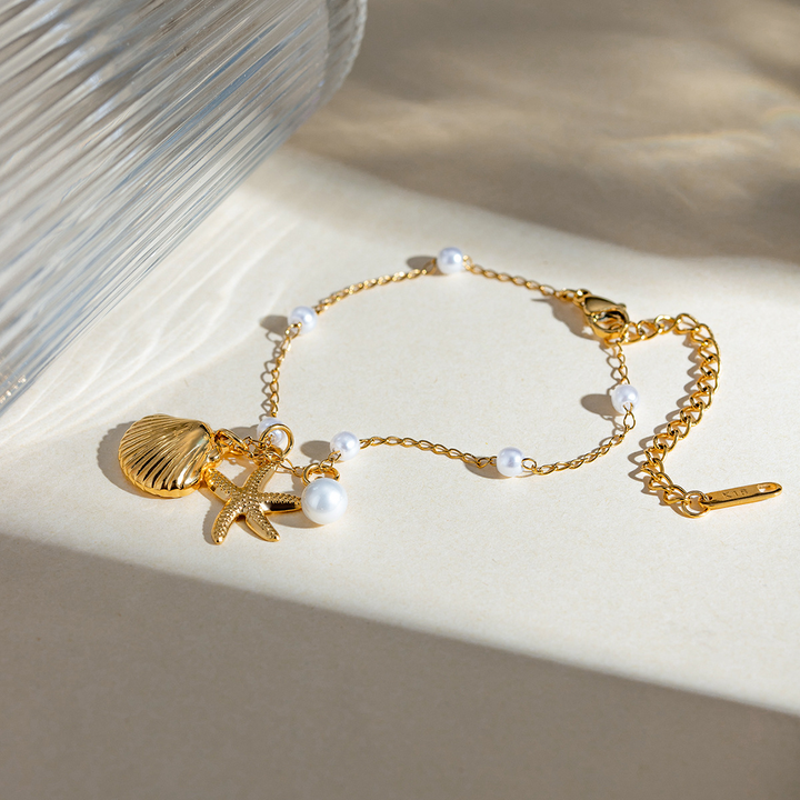 Seaside Elegance Bracelet with Pearls and Charms