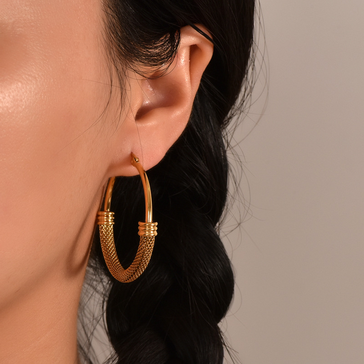 Classic Twisted Rope Hoop Earrings in Gold Finish