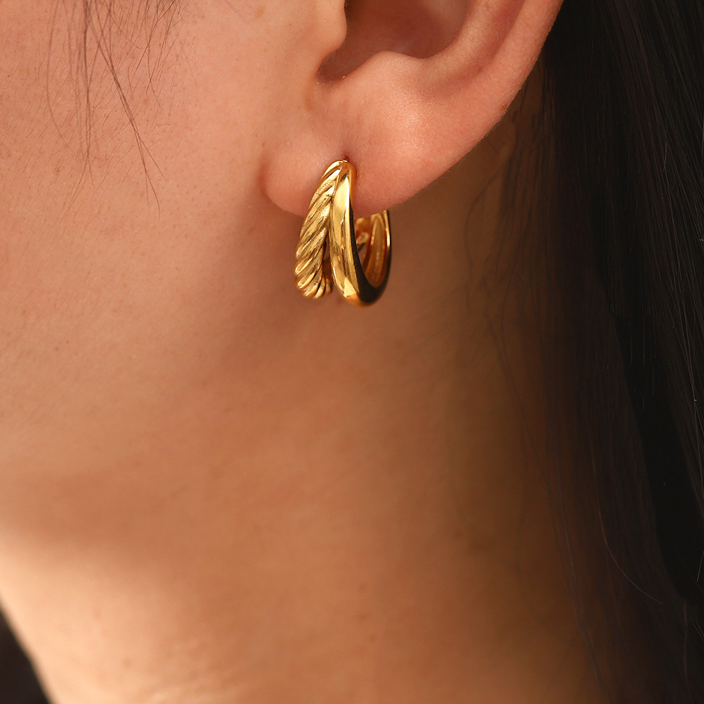 Golden Geometric Loop Earrings