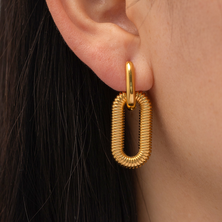 Golden Spiral Link Drop Earrings