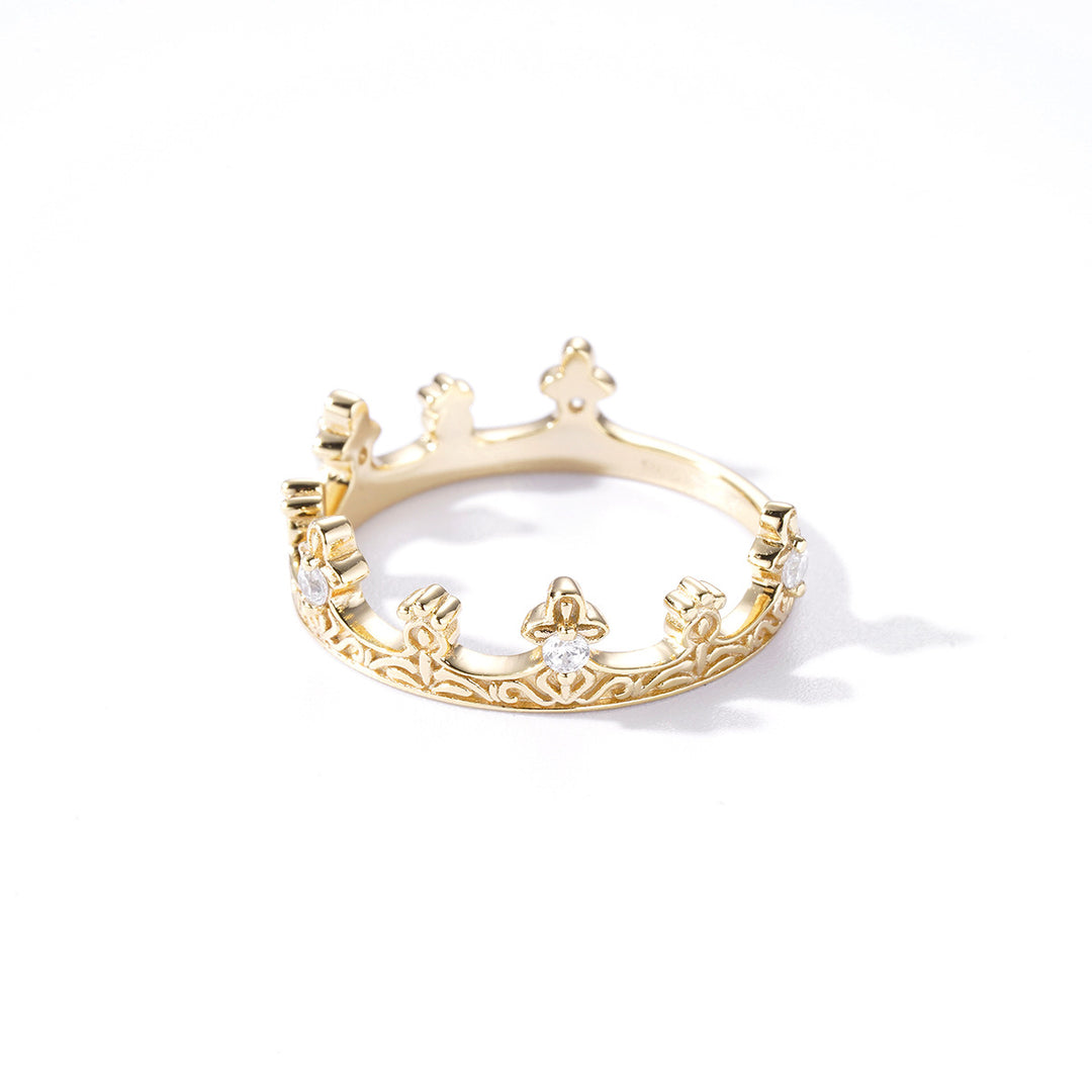 Anillo de corona de princesa con circonitas blancas y plateadas