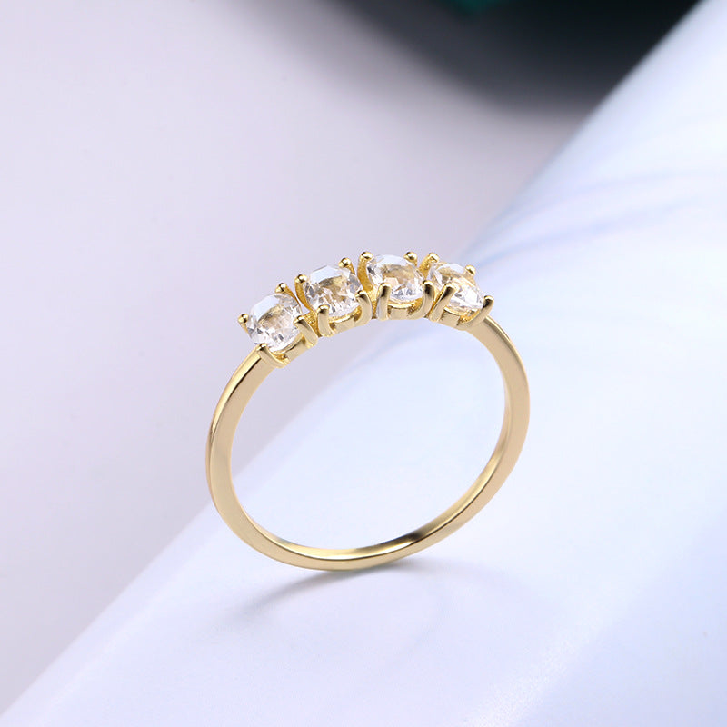 Golden Elegance: Cushion-Cut Stone Ring