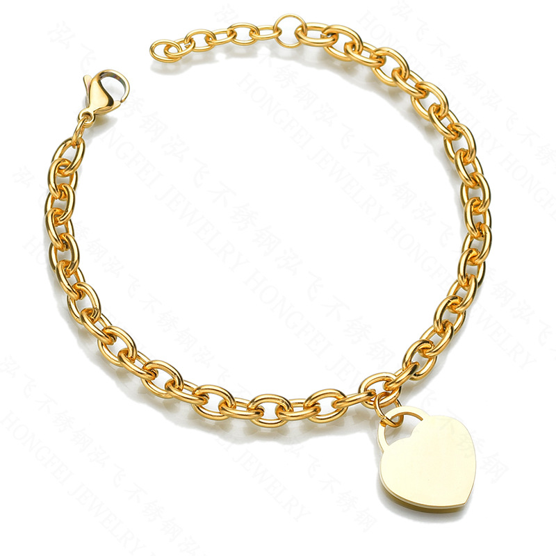 Multi-Color Stainless Steel Link Bracelet with Heart Charm