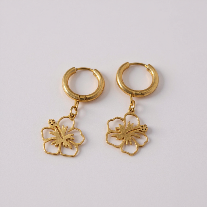 Maga Flower Hoop Earrings — Gold