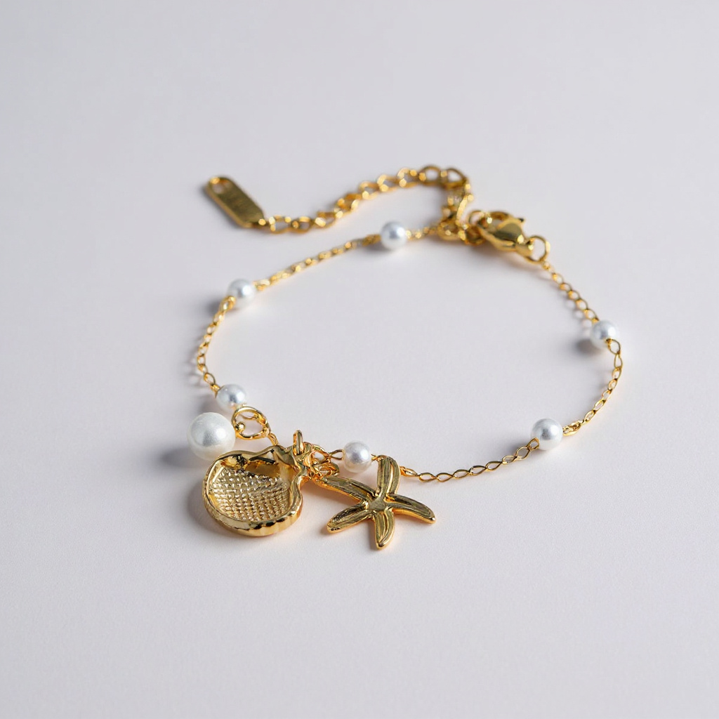 Seaside Elegance Bracelet with Pearls and Charms