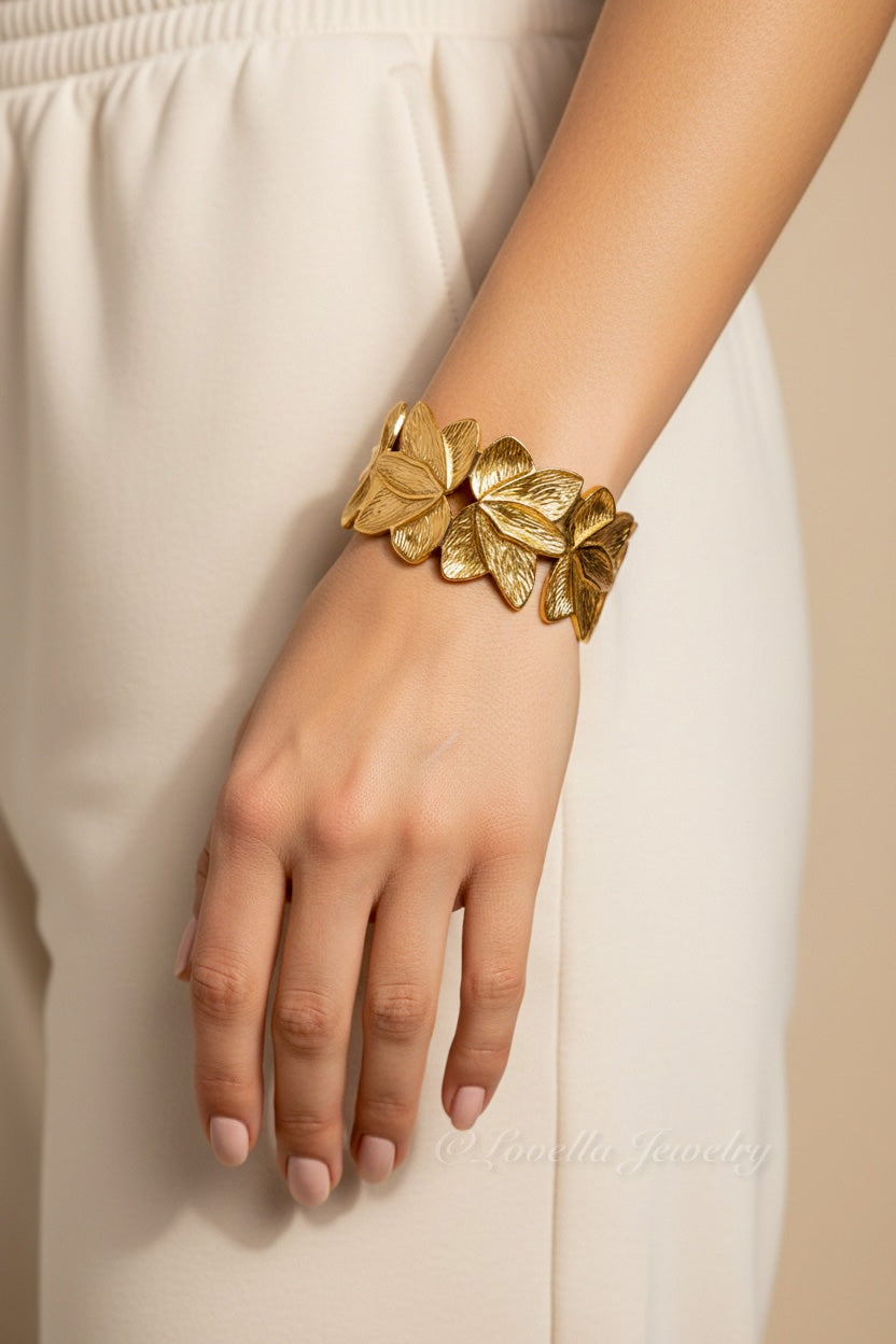 Gold Leaf Statement Cuff Bracelet