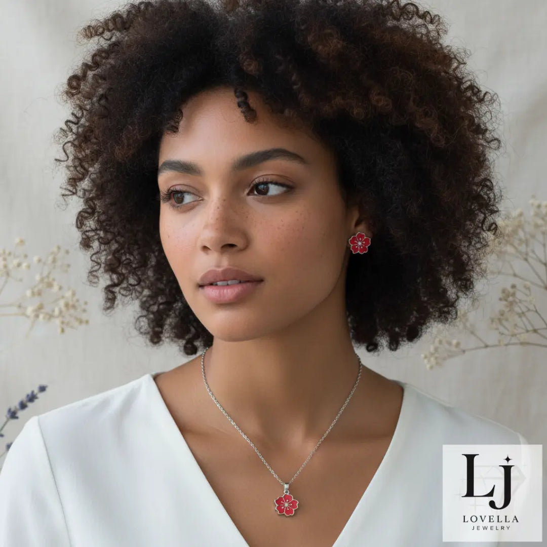 Red Blossom Set (Silver)