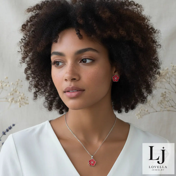 Red Blossom Set (Silver)