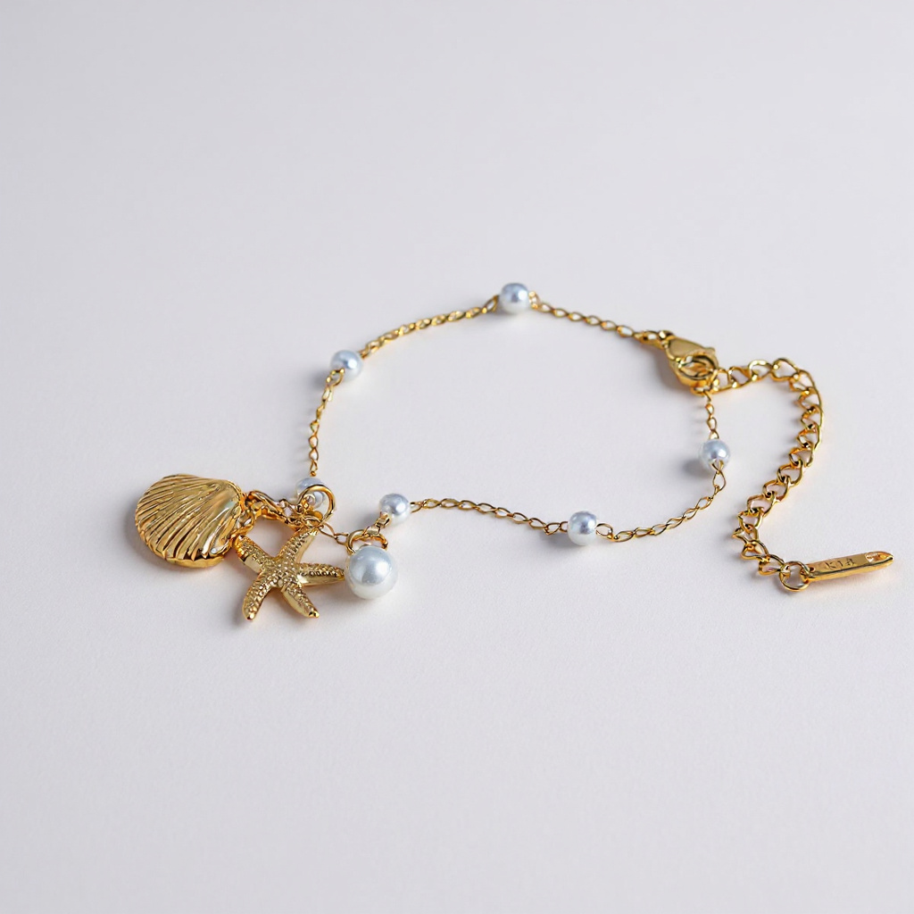Seaside Elegance Bracelet with Pearls and Charms