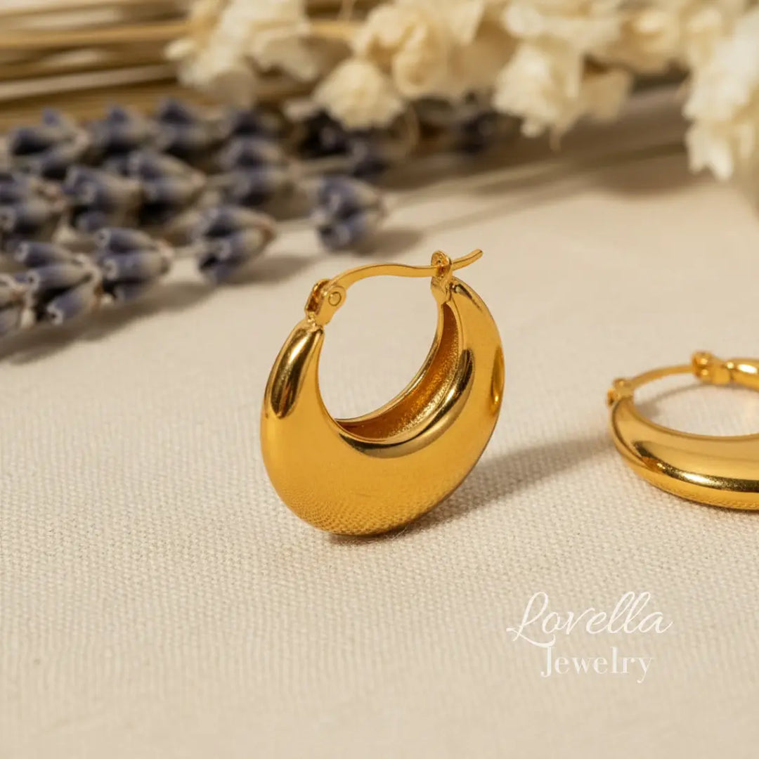 Chunky Dome Hoop Earrings | 18K Gold Plated