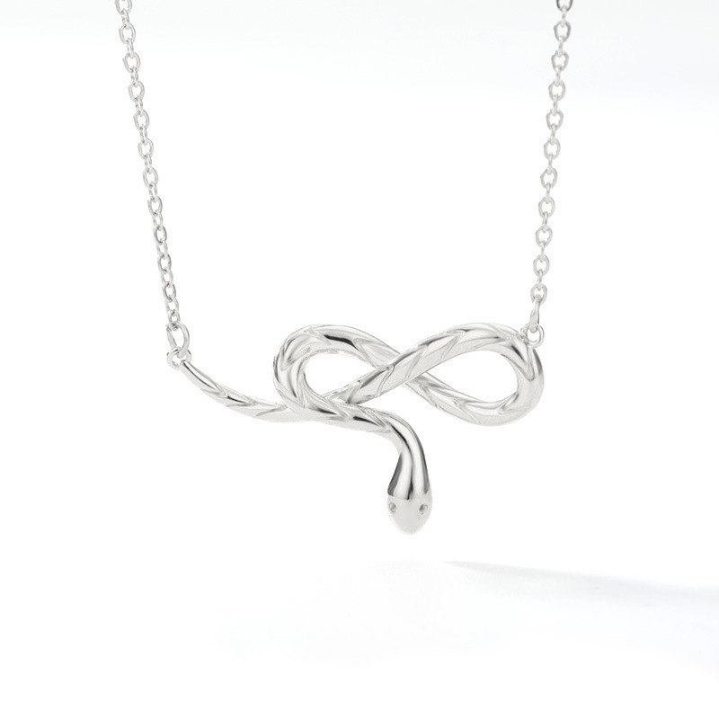 Silver Infinity Snake Pendant Necklace