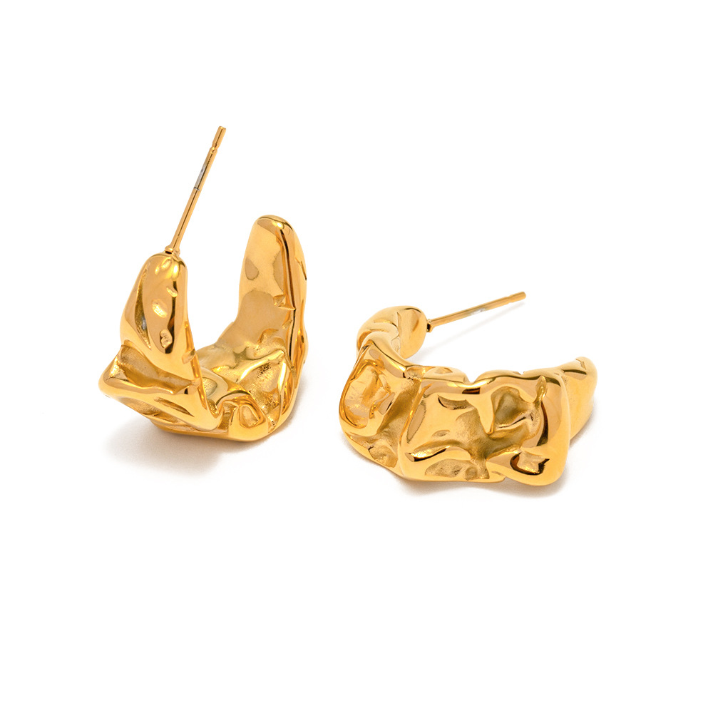 Abstract Golden Melt Stud Earrings