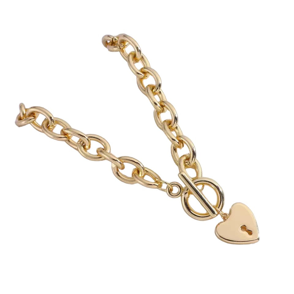 Golden Heart Pendant Stainless Steel Necklace